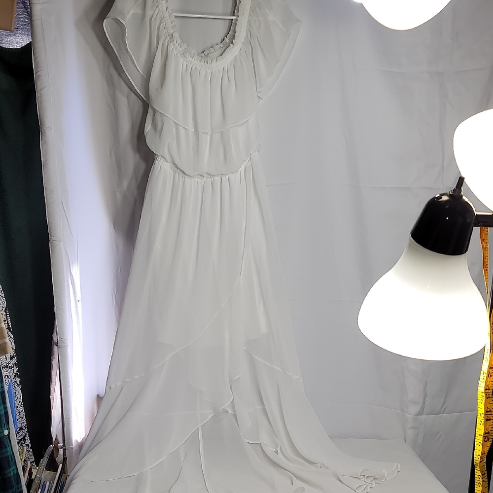 Express White Flutter Sleeve Bridal Maxi Dress